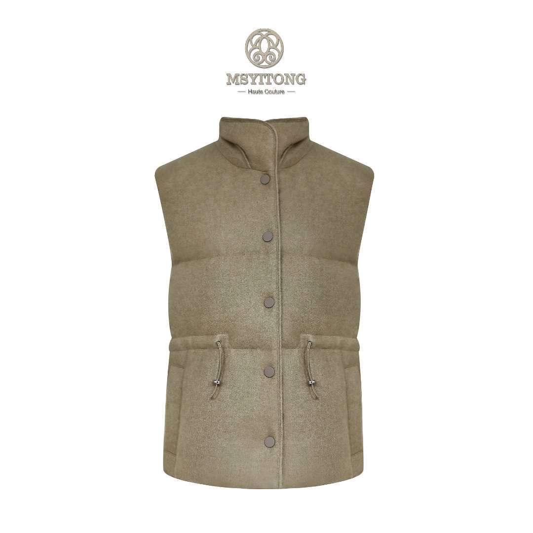 【MSYITONG甄选】浅棕抽绳羊绒马甲