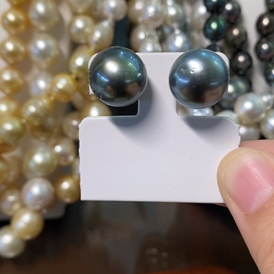 海水珍珠耳饰银S925镶嵌13.1