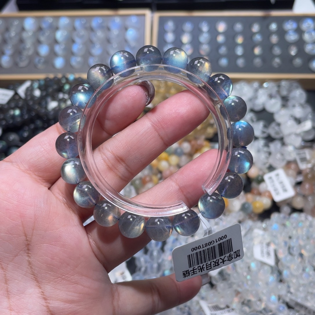 长石未镶嵌手链灰月光手链9.8mm