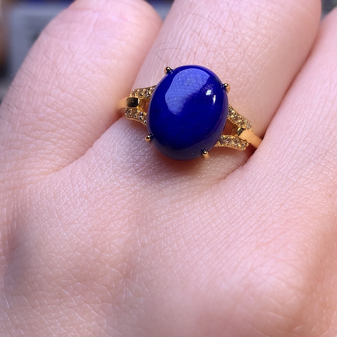 青金石银S925镶嵌戒指11m