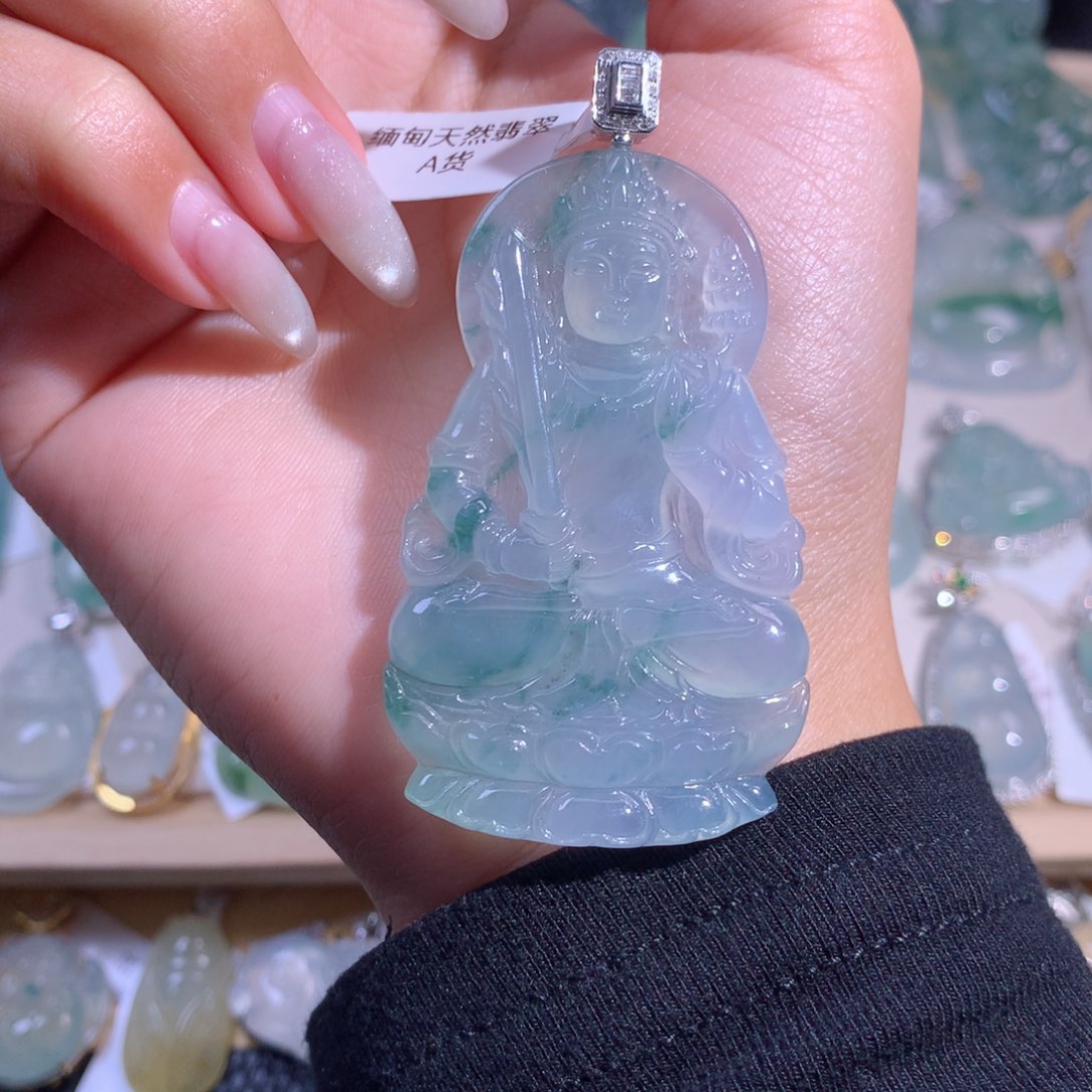 翡翠吊坠(不含链)18K金镶嵌