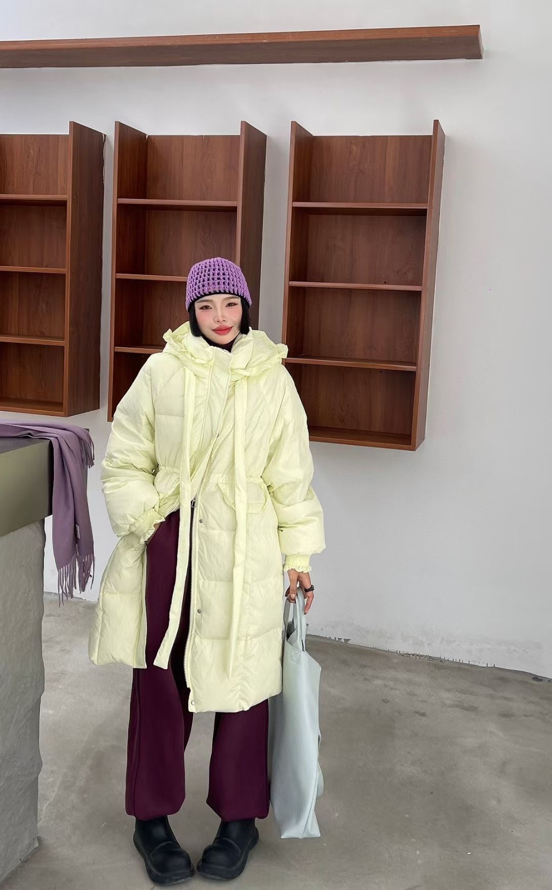 2024新款花苞连帽长款加厚羽绒服