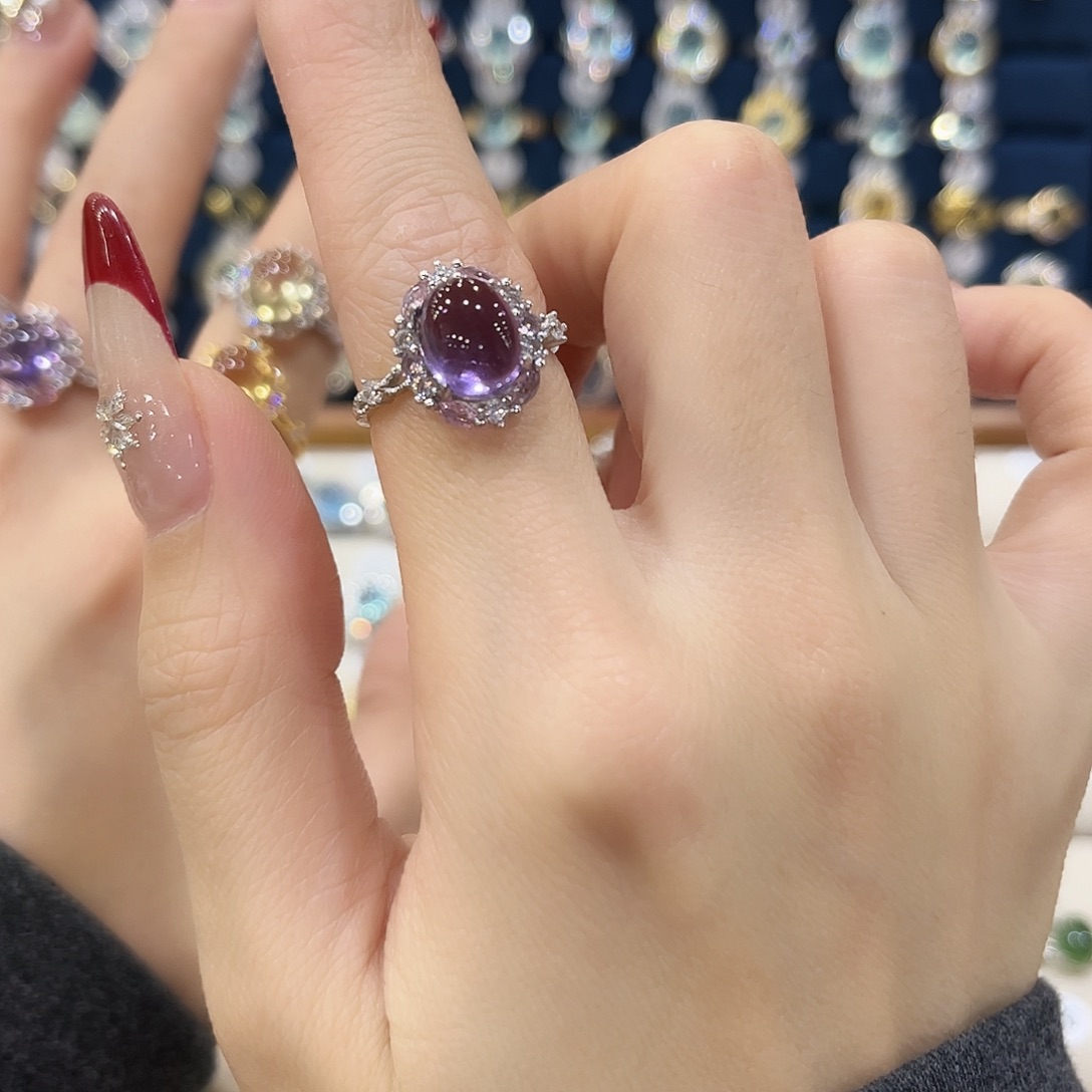 紫晶女款银S925镶嵌朱****）戒指61