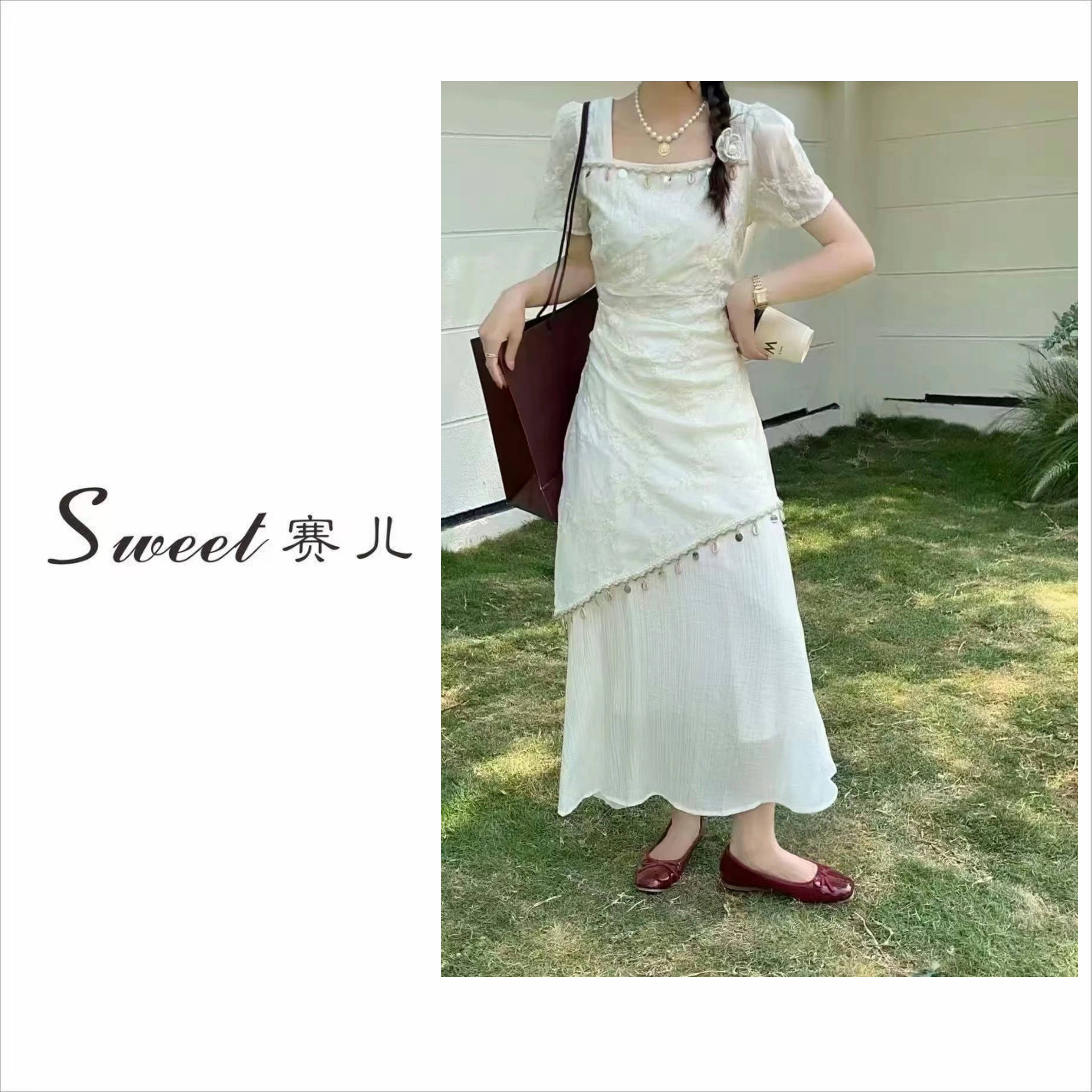 【赛儿专属】｛2125｝气质优雅简约设计师款刺绣连衣裙