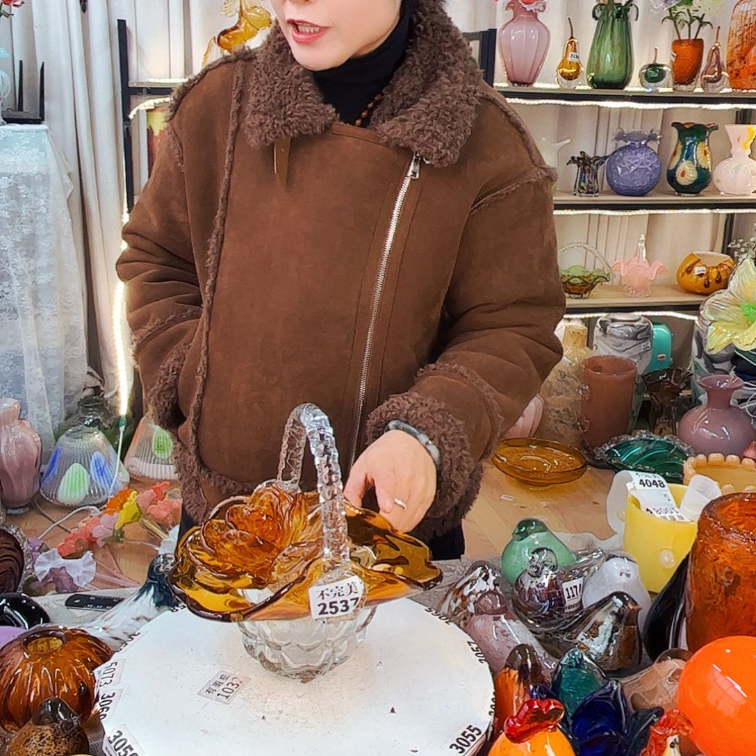 1花1果蓝家悦琉璃工艺品不完美