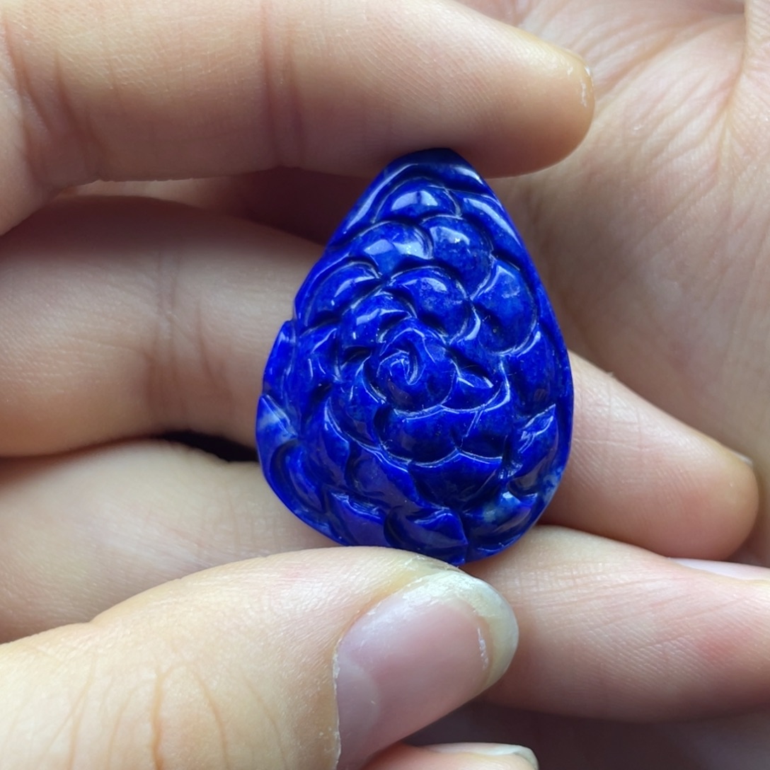 青金石未镶嵌花花吊坠