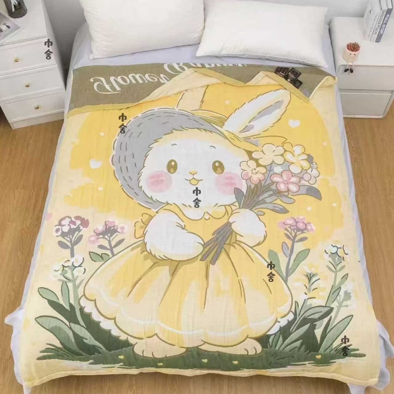 【黄花小兔】150*200cm 新疆棉A类 柔软亲肤卡通泡芙被