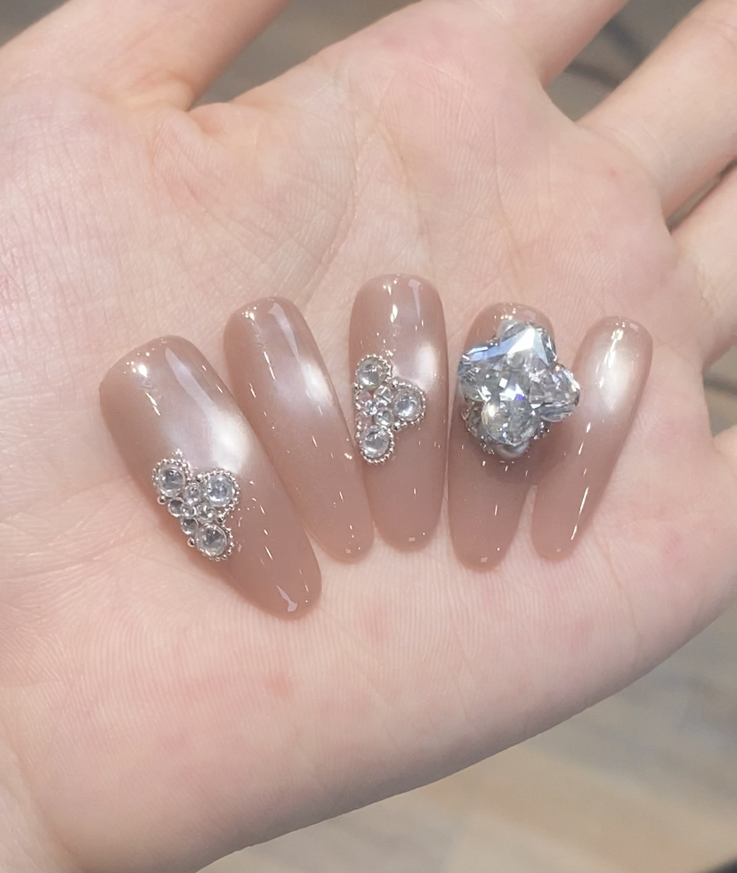 EilyNail 一梨【四叶草-5A高碳锆】轻奢高定猫眼锆石手工穿戴甲