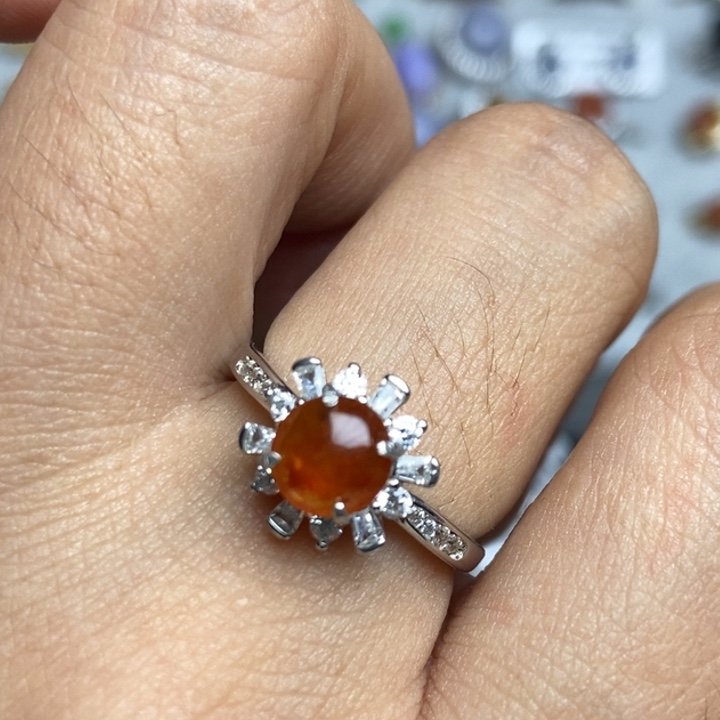 翡翠戒指银S925镶嵌戒指