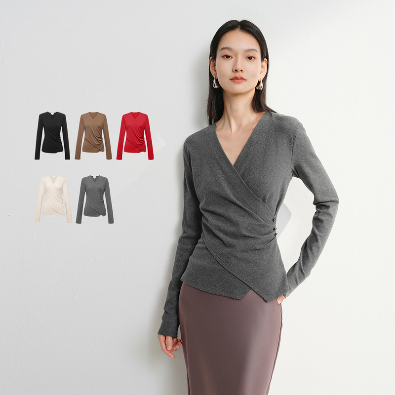 【肉肉消失术瘦瘦衫】EP YAYING雅莹 V领修身显瘦打底衫 秋冬5599A