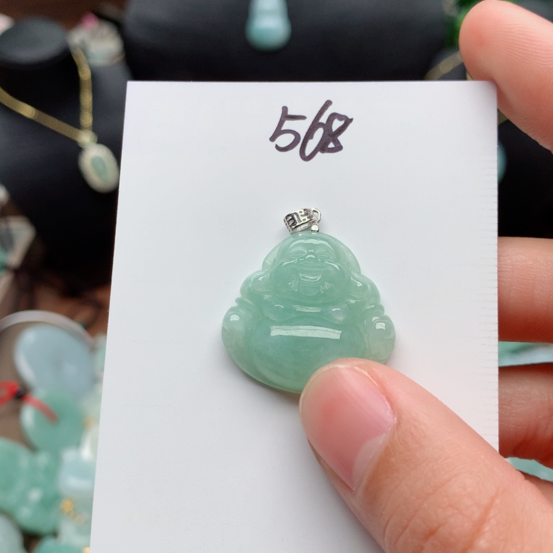 翡翠颈饰银S925镶嵌吊坠