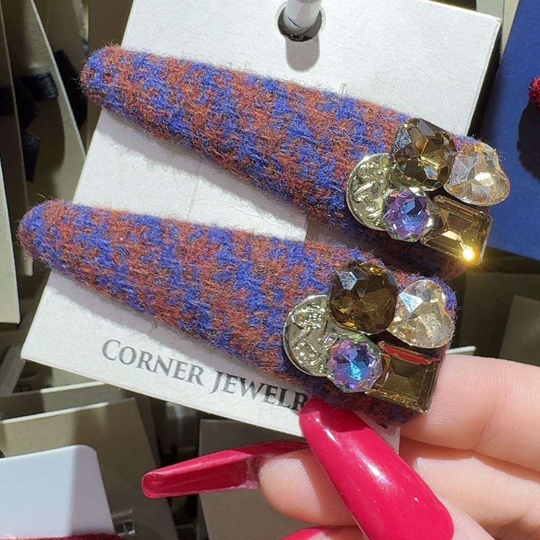 布艺非金属格子紫色爆米花拜拜