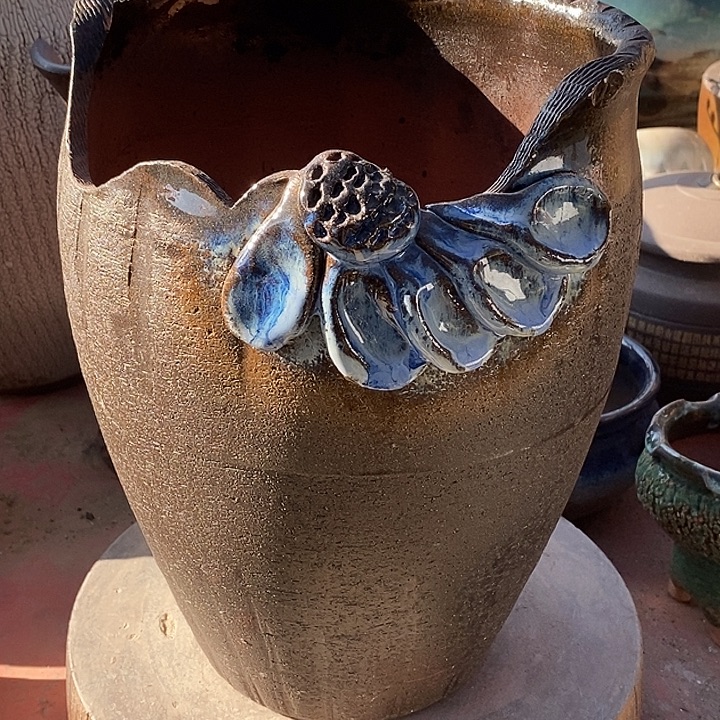 紫砂花盆口21高度27异型口