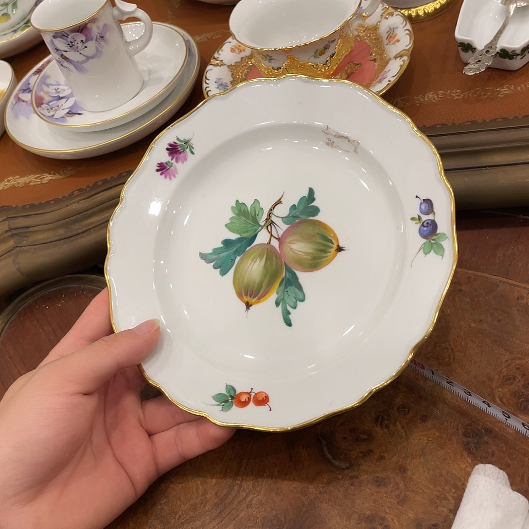 瓷片中古二等果绘点心盘