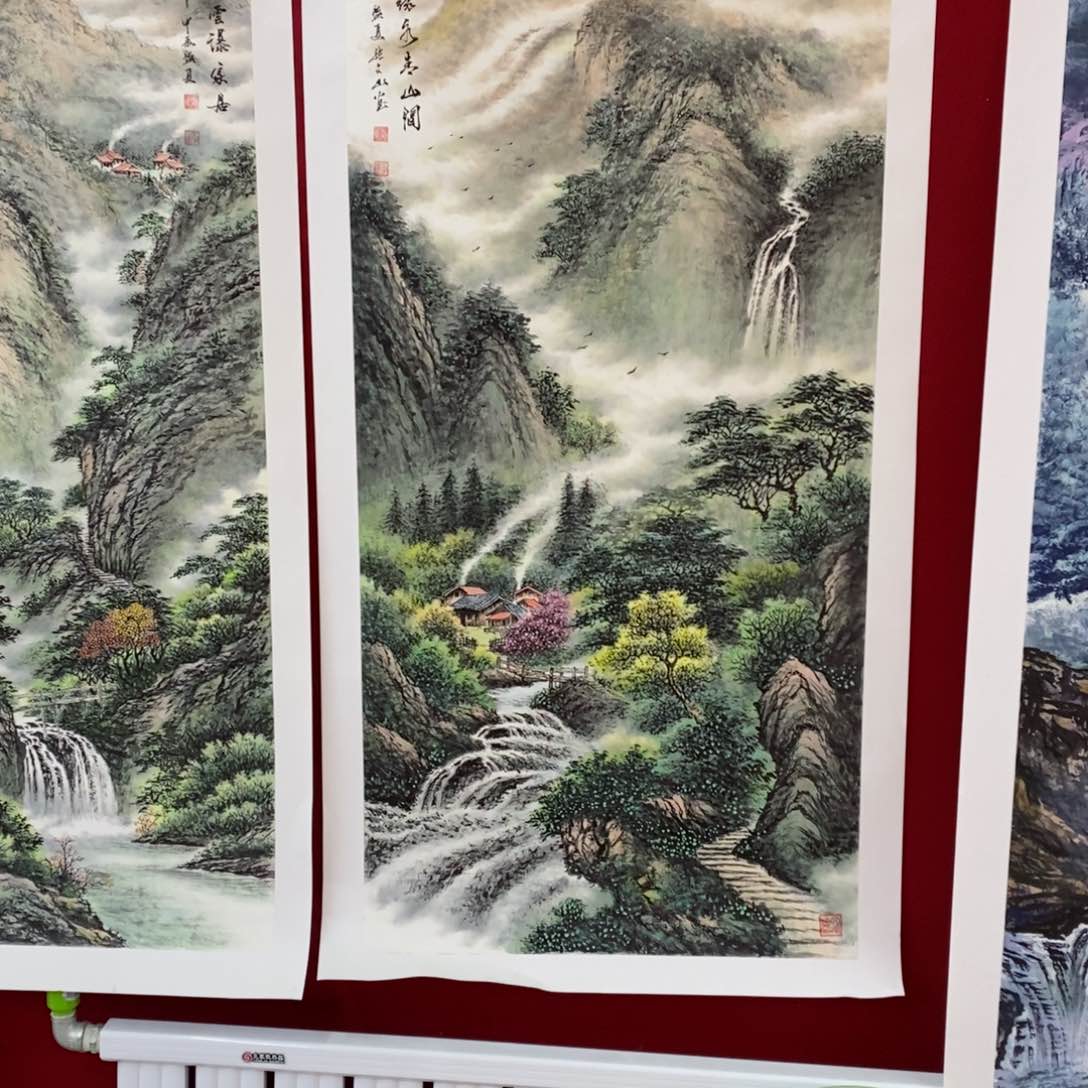 国画马文四尺山水作品