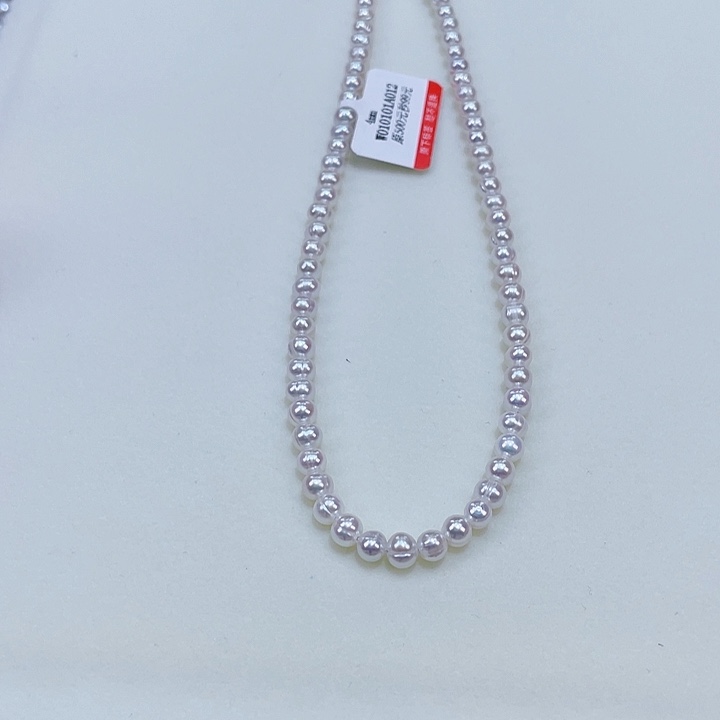淡水珍珠颈饰银S925镶嵌5亮瞎眼白透粉捡漏