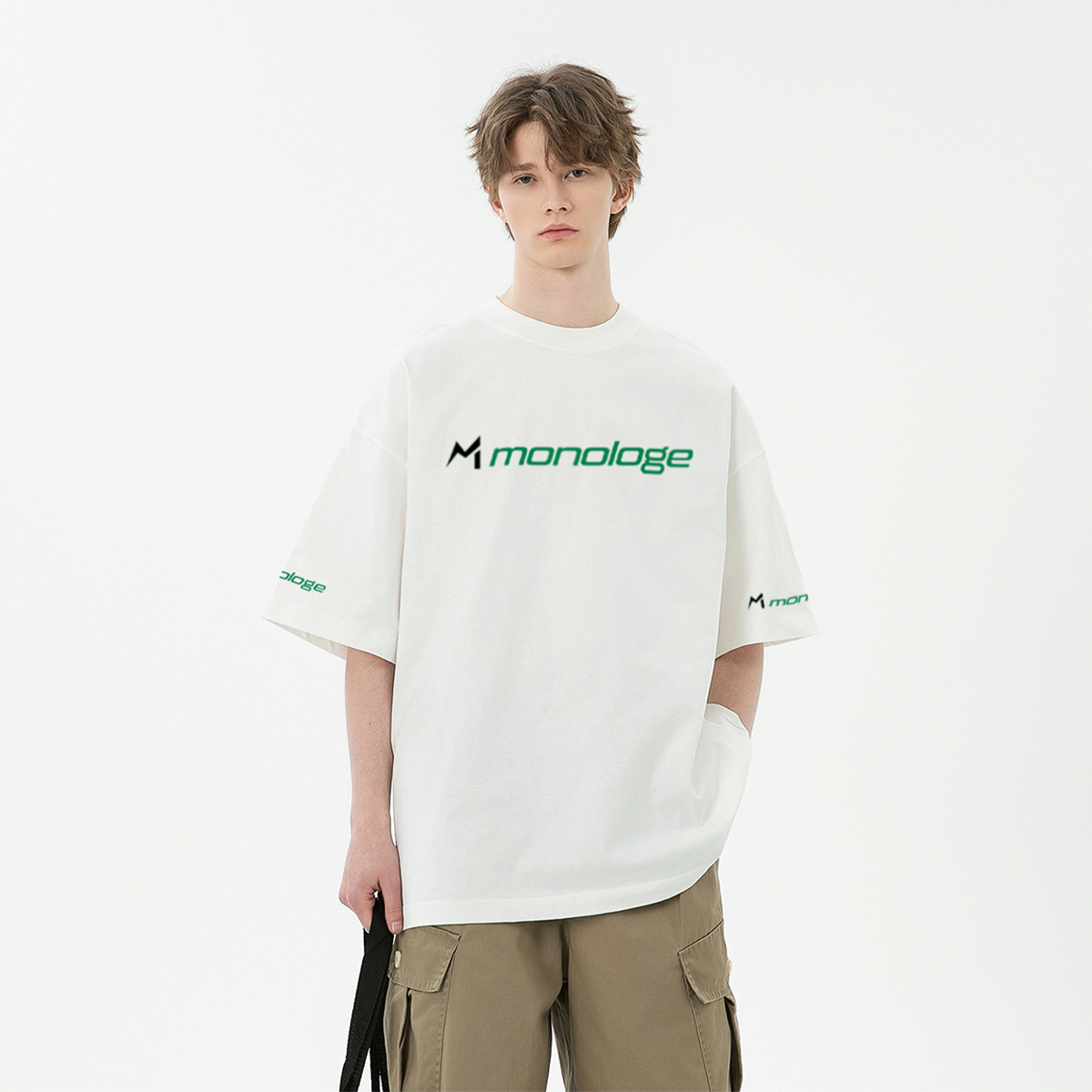 MONOLOGE美式街头嘻哈纯棉情侣短袖宽松圆领百搭免烫处理半袖T恤