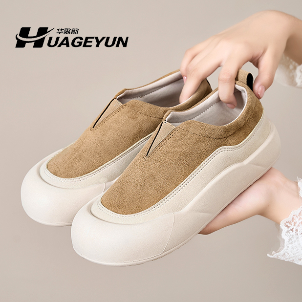 秋季新款复古厚底单鞋透气百搭乐福鞋女休闲轻便平底一脚蹬妈妈鞋