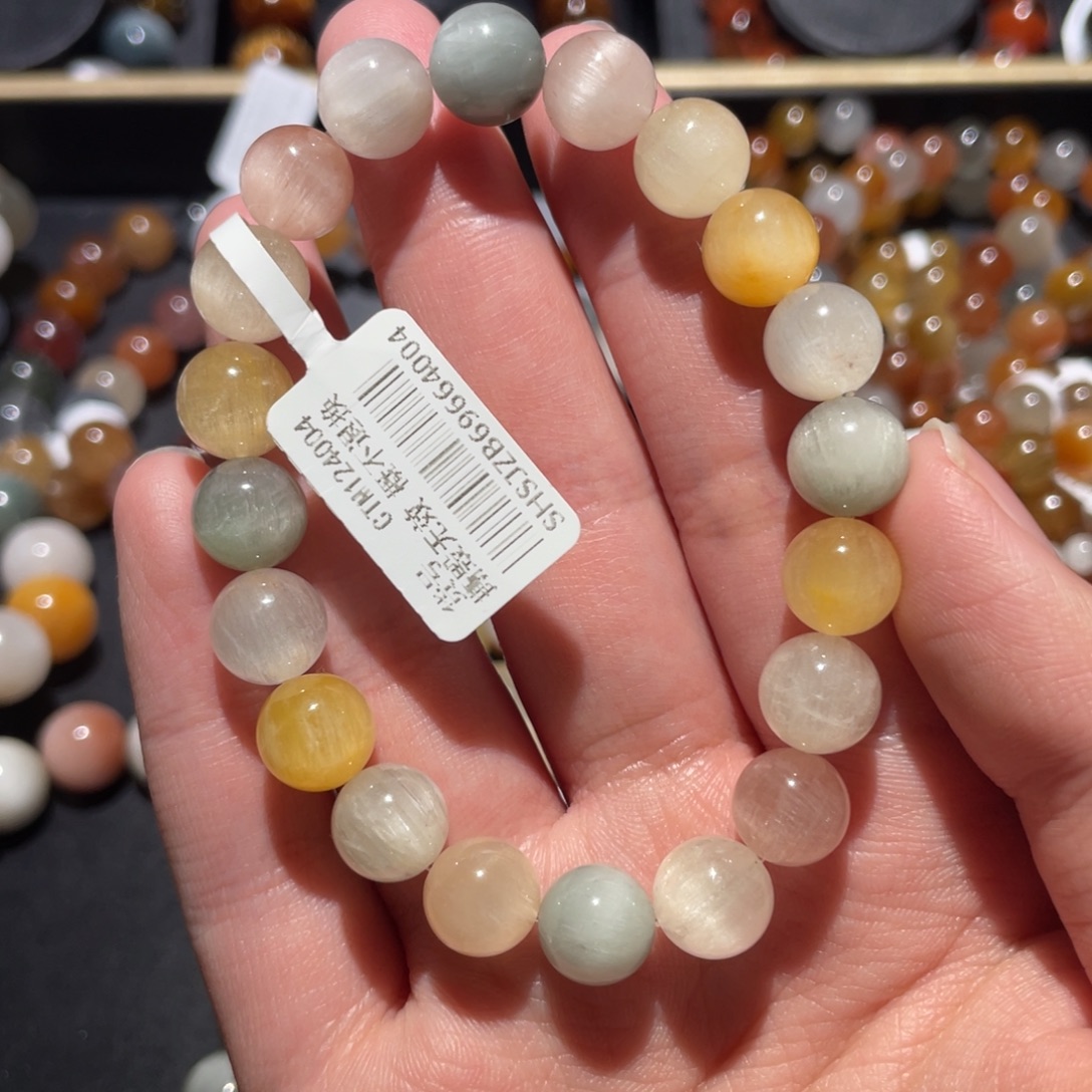 手链水晶未镶嵌彩兔毛手链9.3mm左右