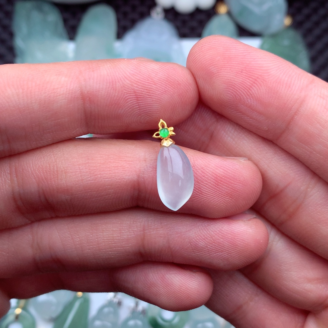 翡翠18K金镶嵌吊坠(不含链)