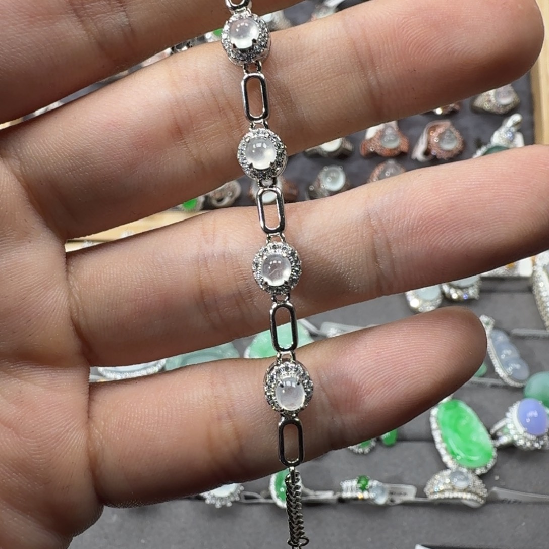 K***.翡翠银S925镶嵌戒指天然缅甸翡翠A货