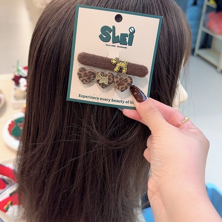 豹纹狗爱心鸭夹一对25