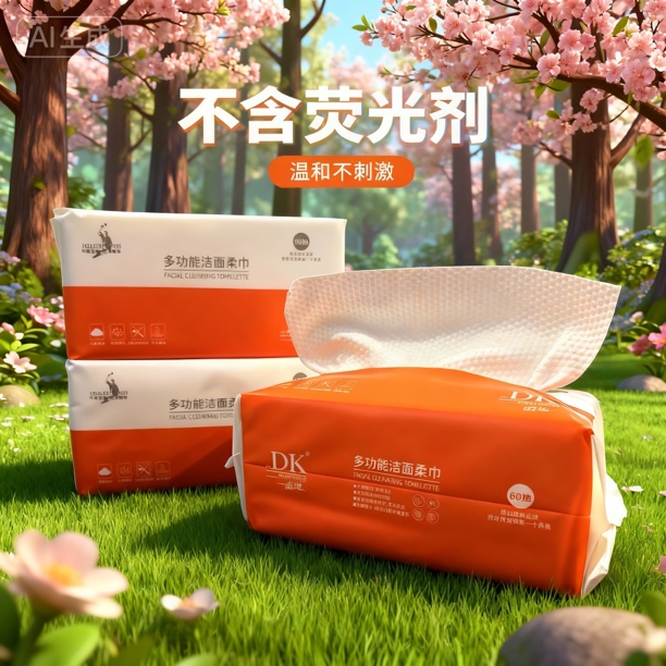 一亩地DK多功能洁面柔巾 无添加增白荧光剂  加厚加大 洗脸巾3包