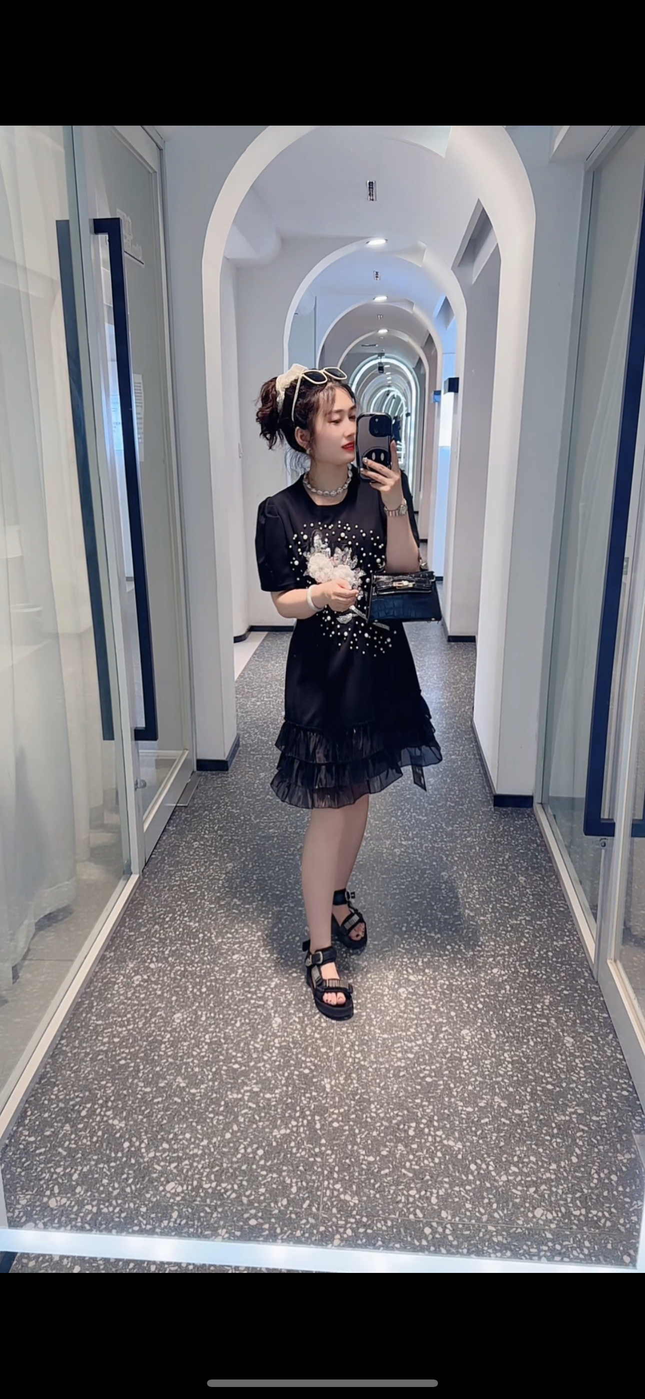 重工花朵层次公主裙