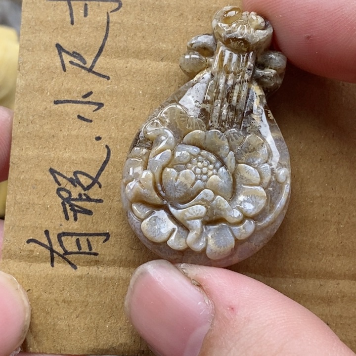 颈饰未镶嵌硅化珊瑚（珊瑚玉）