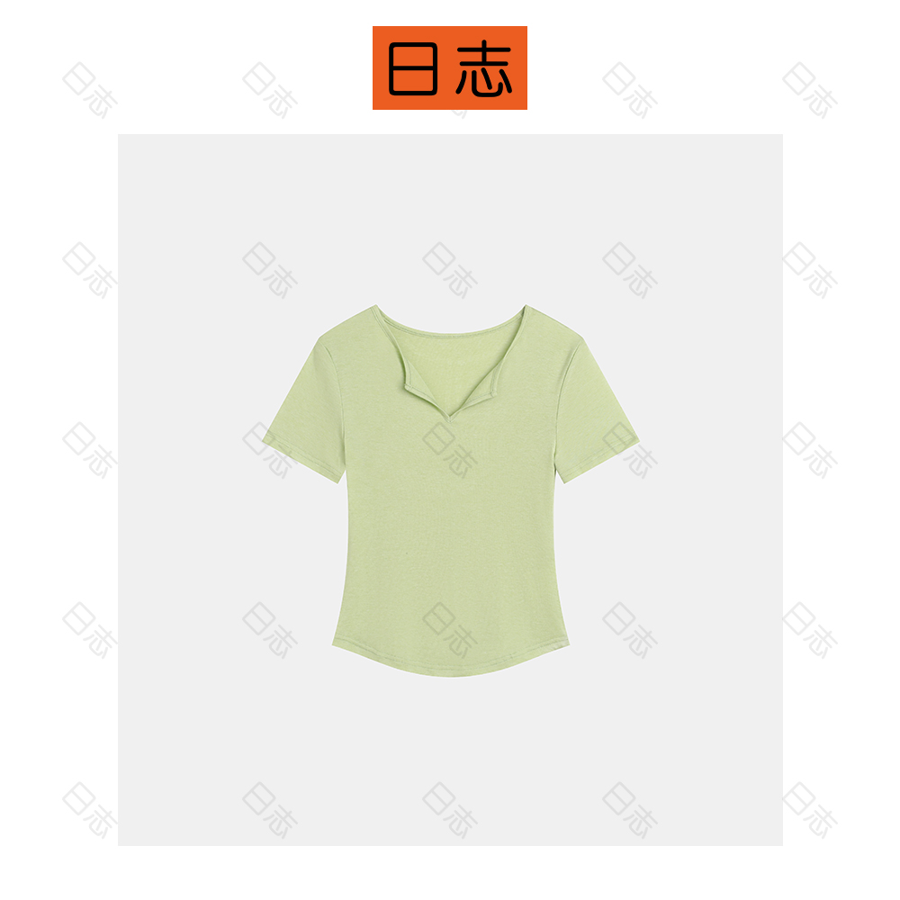 PIPO【莱赛尔+澳毛】修身短款短袖上衣亲肤舒适纯色显瘦T恤DD52T610