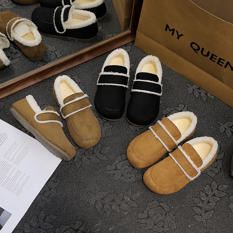 雪地靴女款2025新款冬季加绒加厚一脚蹬女鞋秋冬毛毛鞋棉鞋女