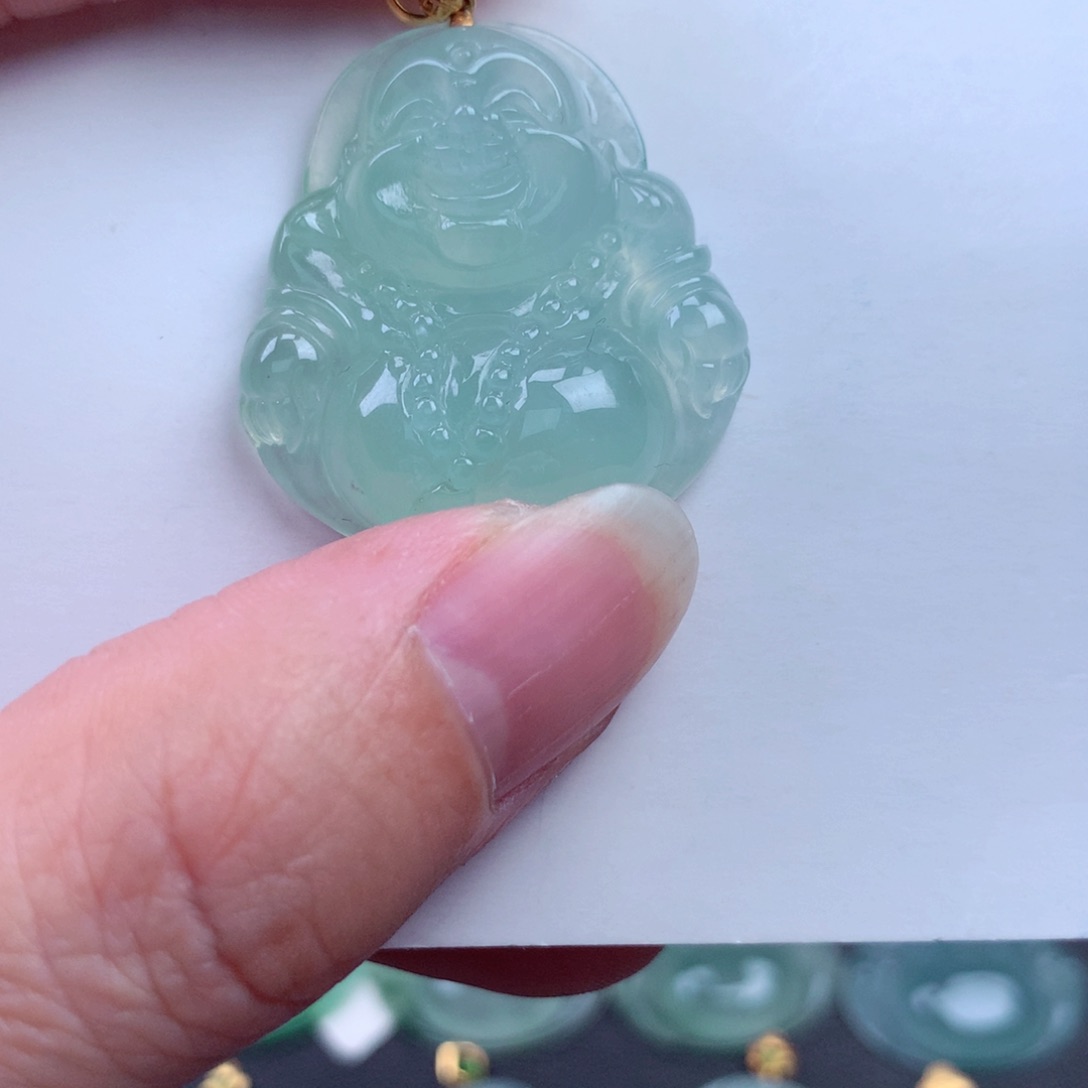 翡翠吊坠(不含链)18K金镶嵌