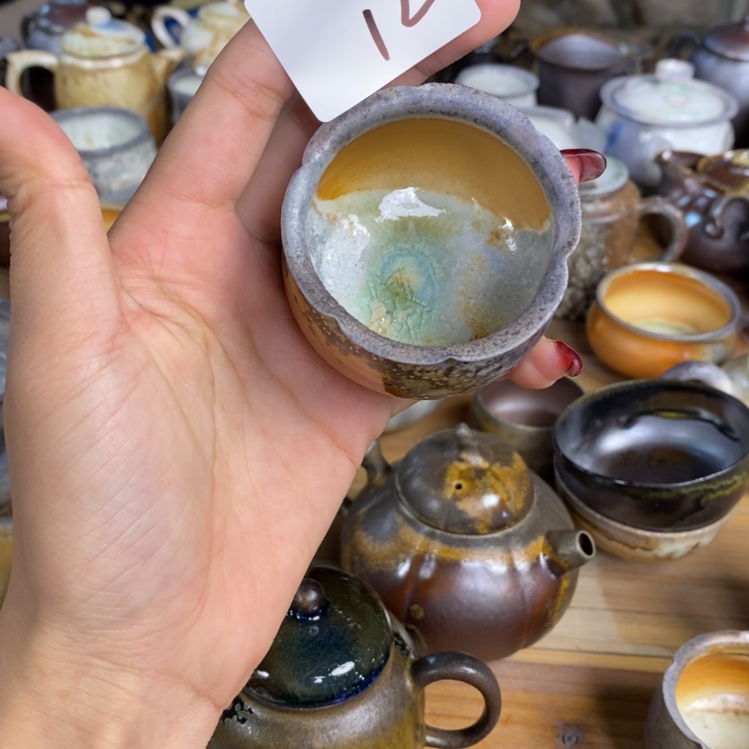 12花口中白主人杯～一起喝茶