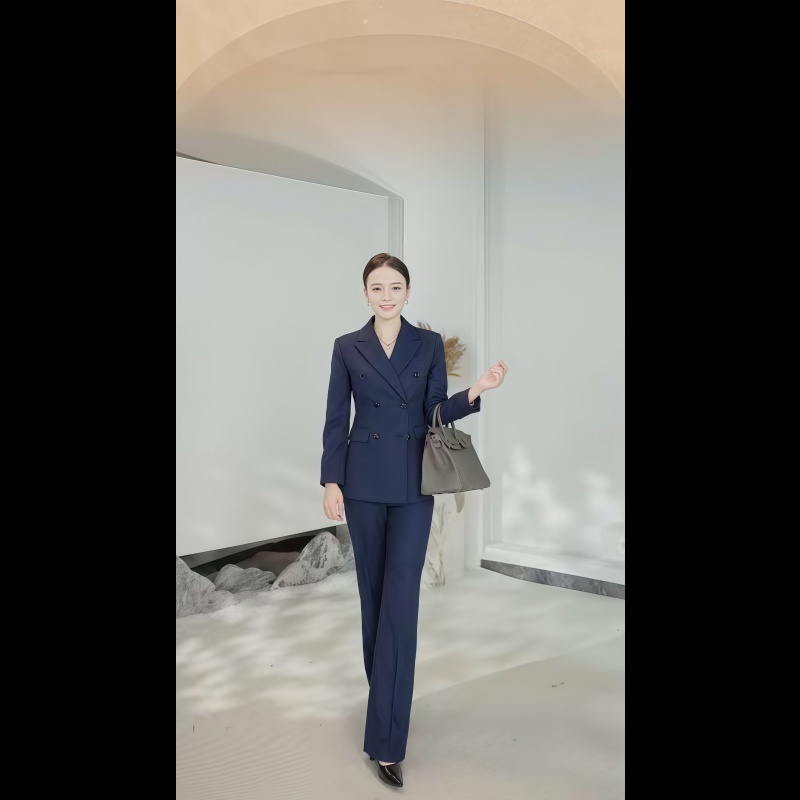 藏青色职业西装套装女正装高级感时尚气质通勤西服酒店经理工作服
