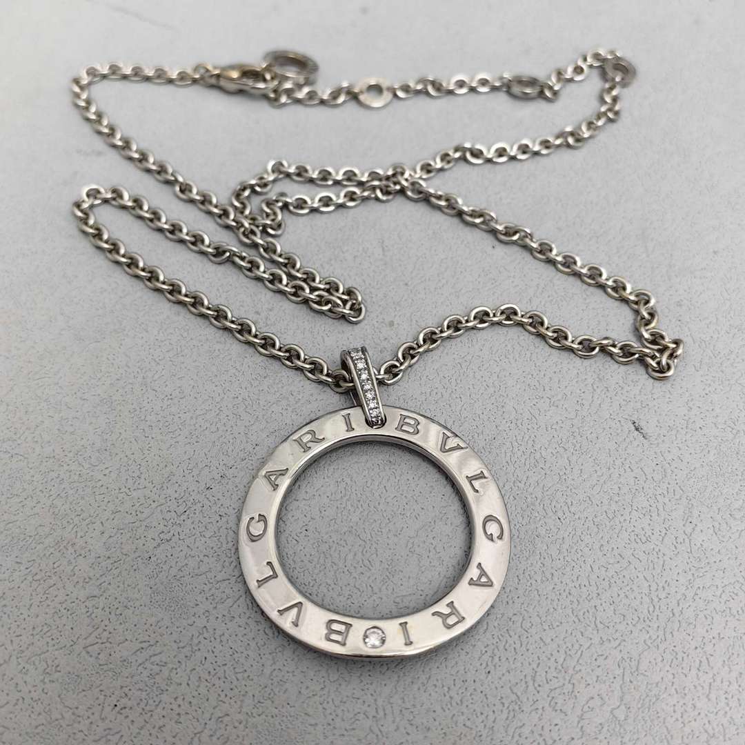 95新 BVLGARI/宝格丽 宝格丽白金大圆饼项链 12087988