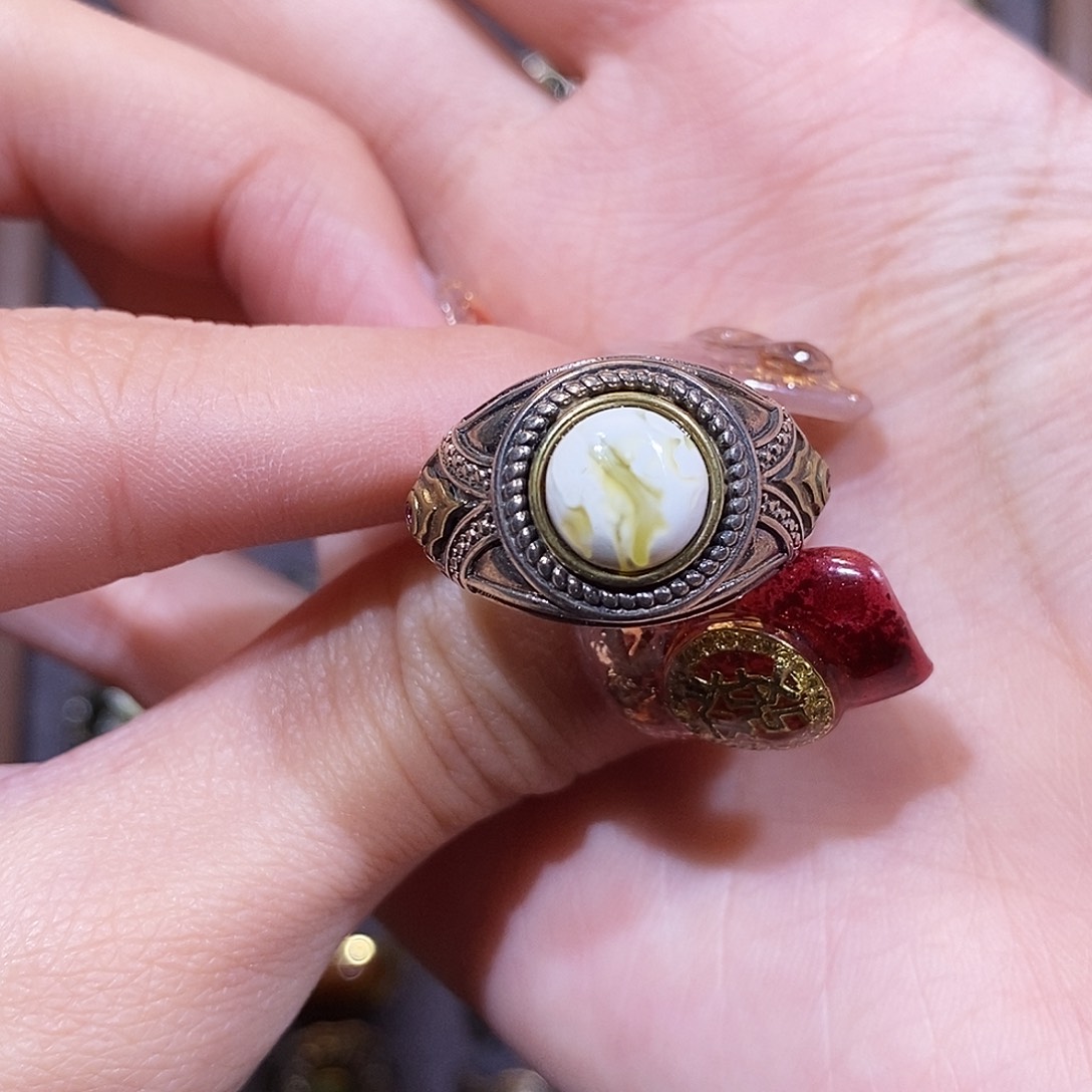 琥珀戒指银S925镶嵌?****i戒指