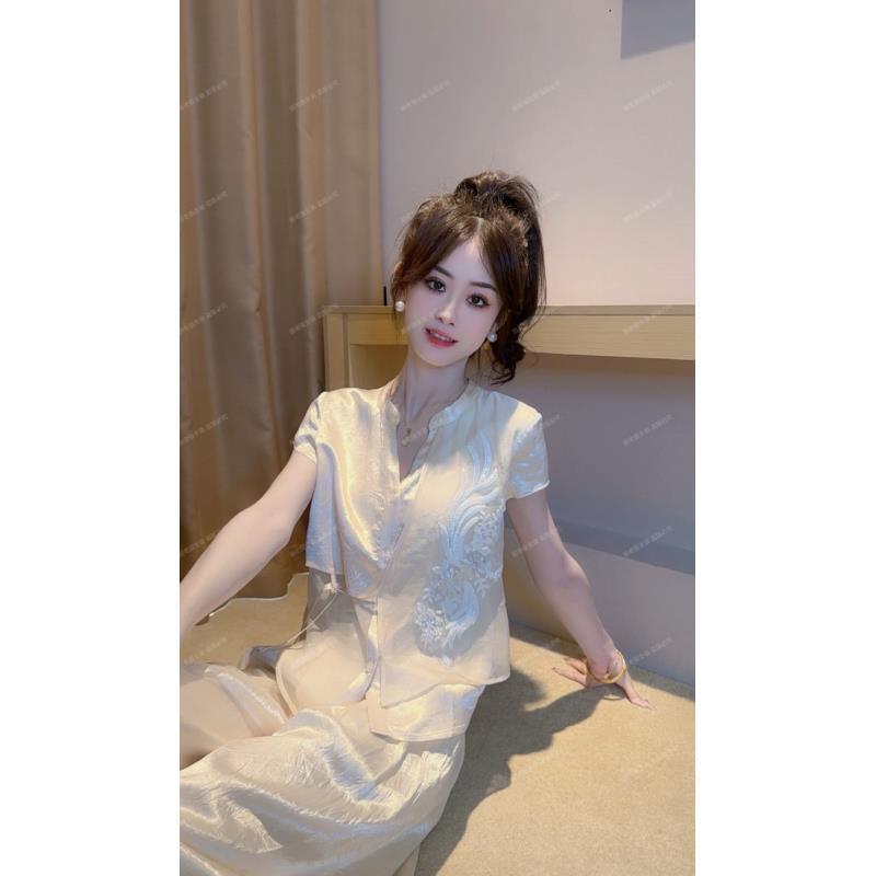 Si【萤夜羽】短袖版夏季中国风女装国潮风高端女装短袖T恤