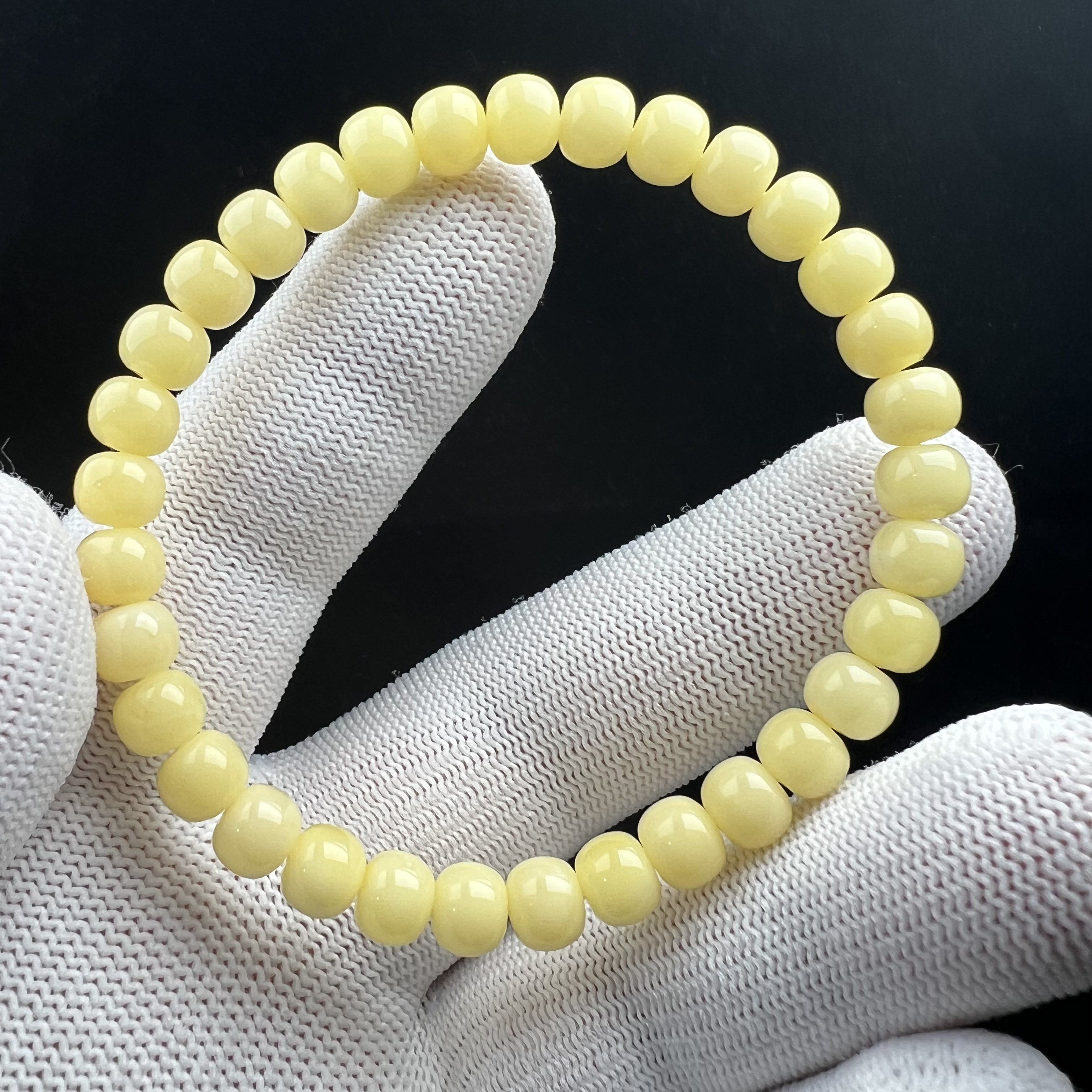 C1781天然原矿俄料蜜蜡手串7*6mm支持复检