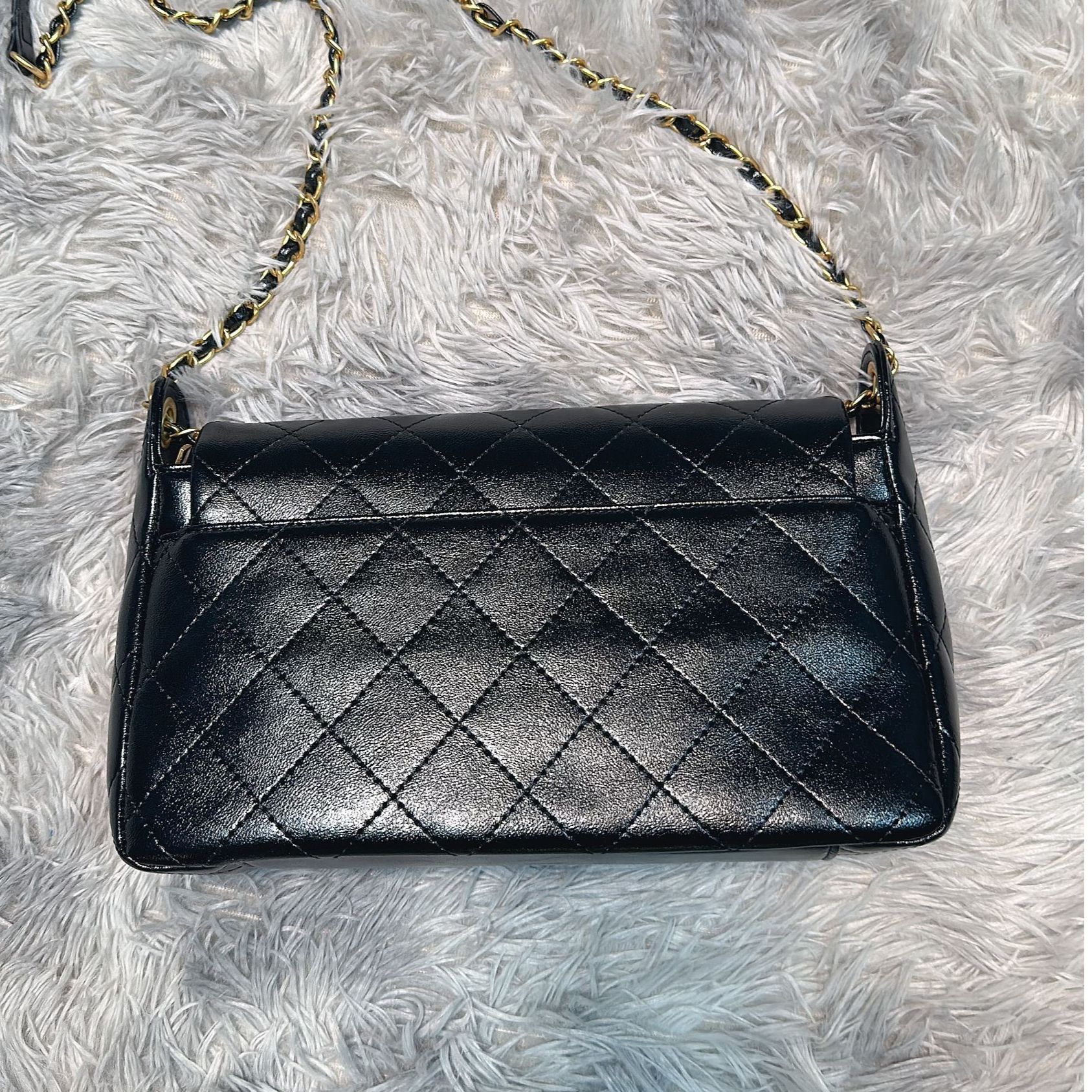 时尚精品真皮女包想 菱格链条大眼四环 黑色 10861