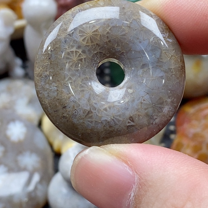 硅化珊瑚（珊瑚玉）颈饰未镶嵌小吊坠