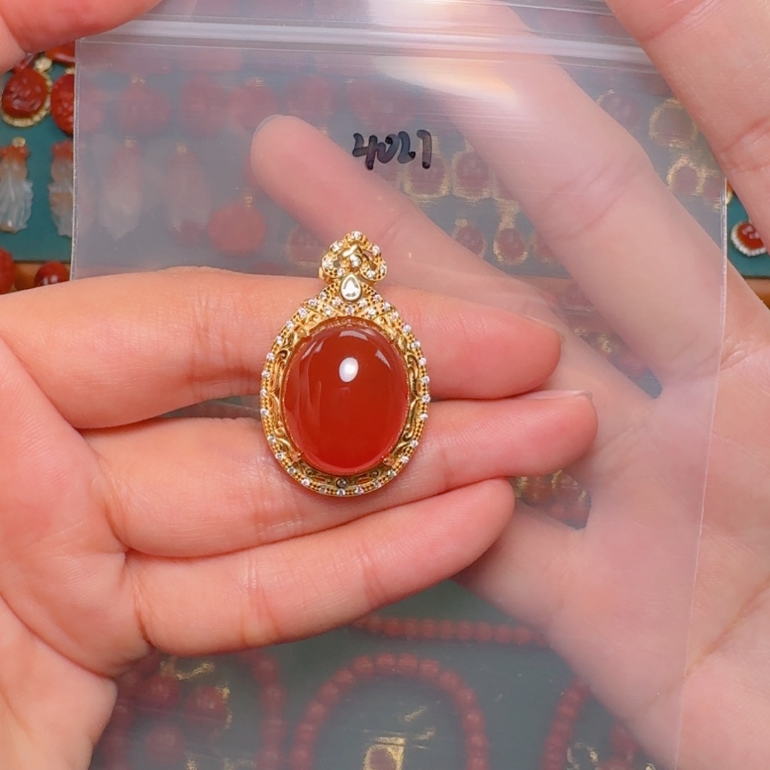 南红玛瑙南红银S925镶嵌