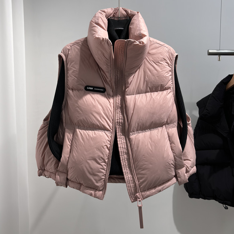  国标马甲白鸭绒立领坎肩女2025秋冬新加厚小短款宽松马甲