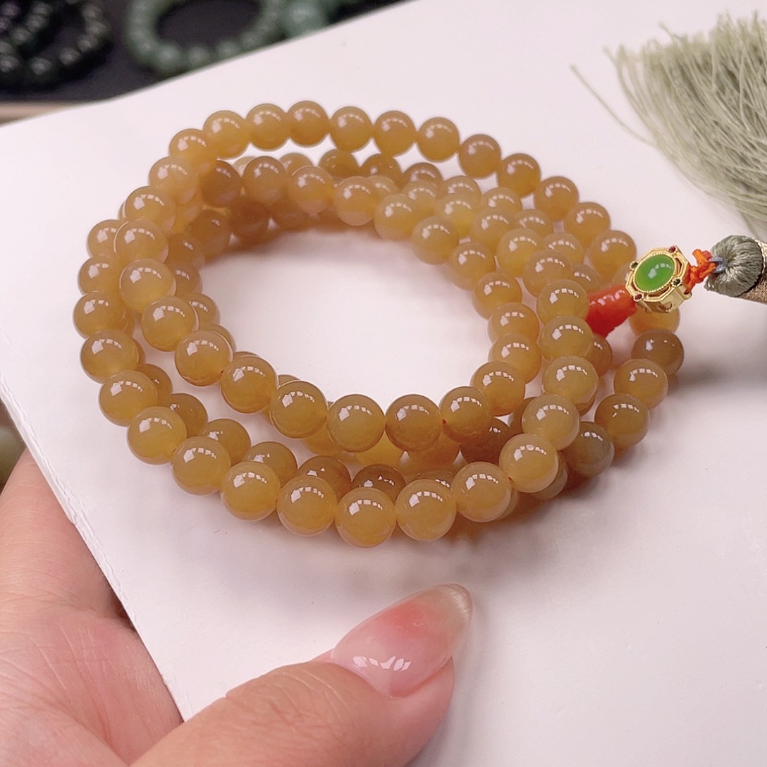 未镶嵌和田玉手链8.0 108 全糖 