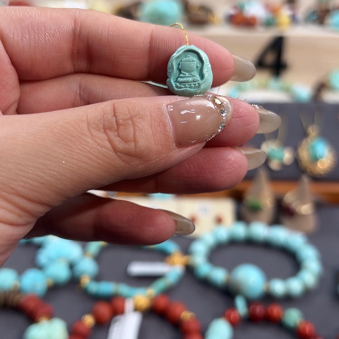 绿松石未镶嵌把件无相佛配饰