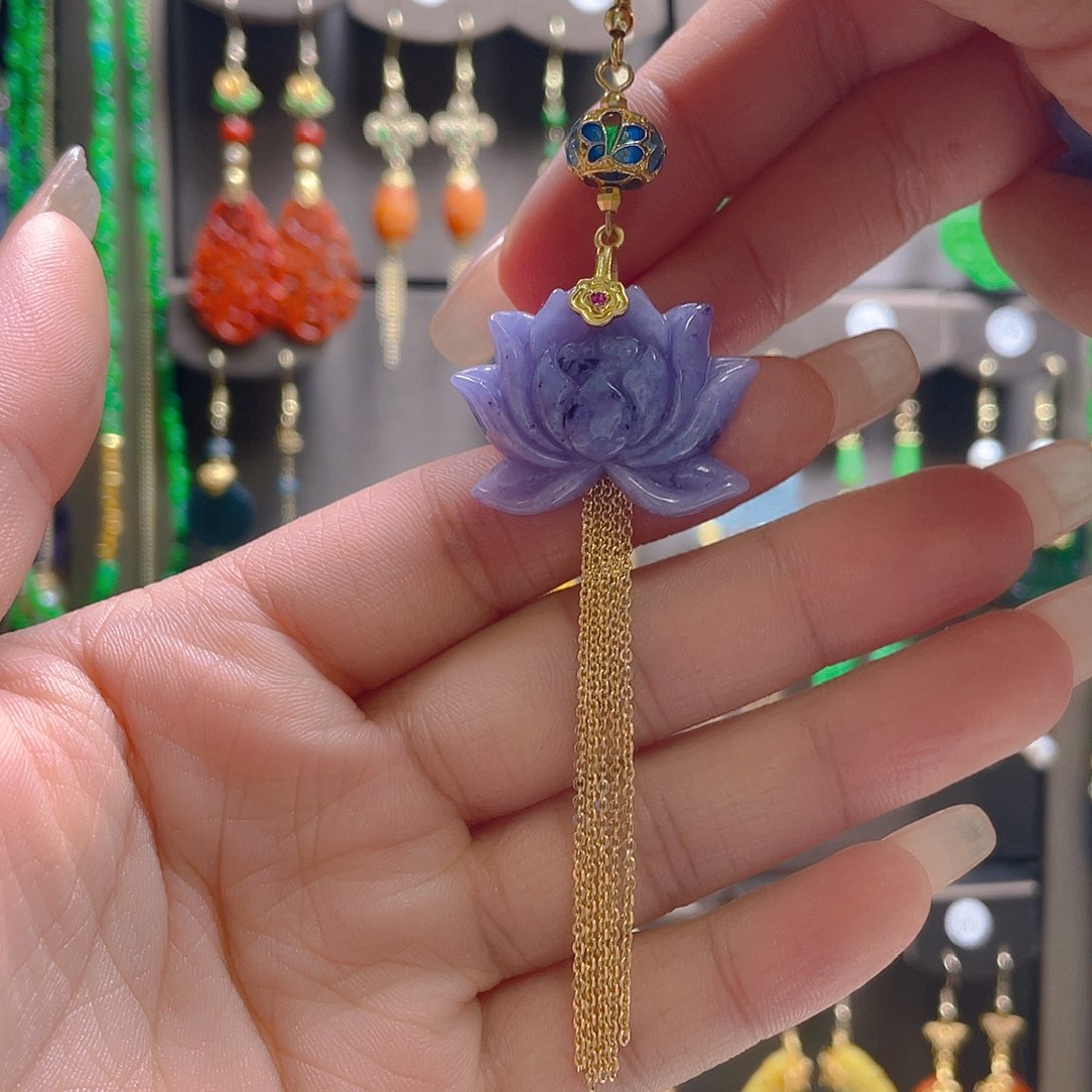 翡翠合金耳饰紫*翡翠一只