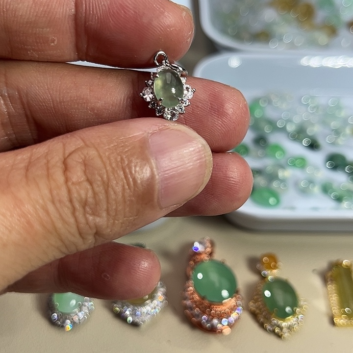 翡翠银S925镶嵌吊坠(不含链)