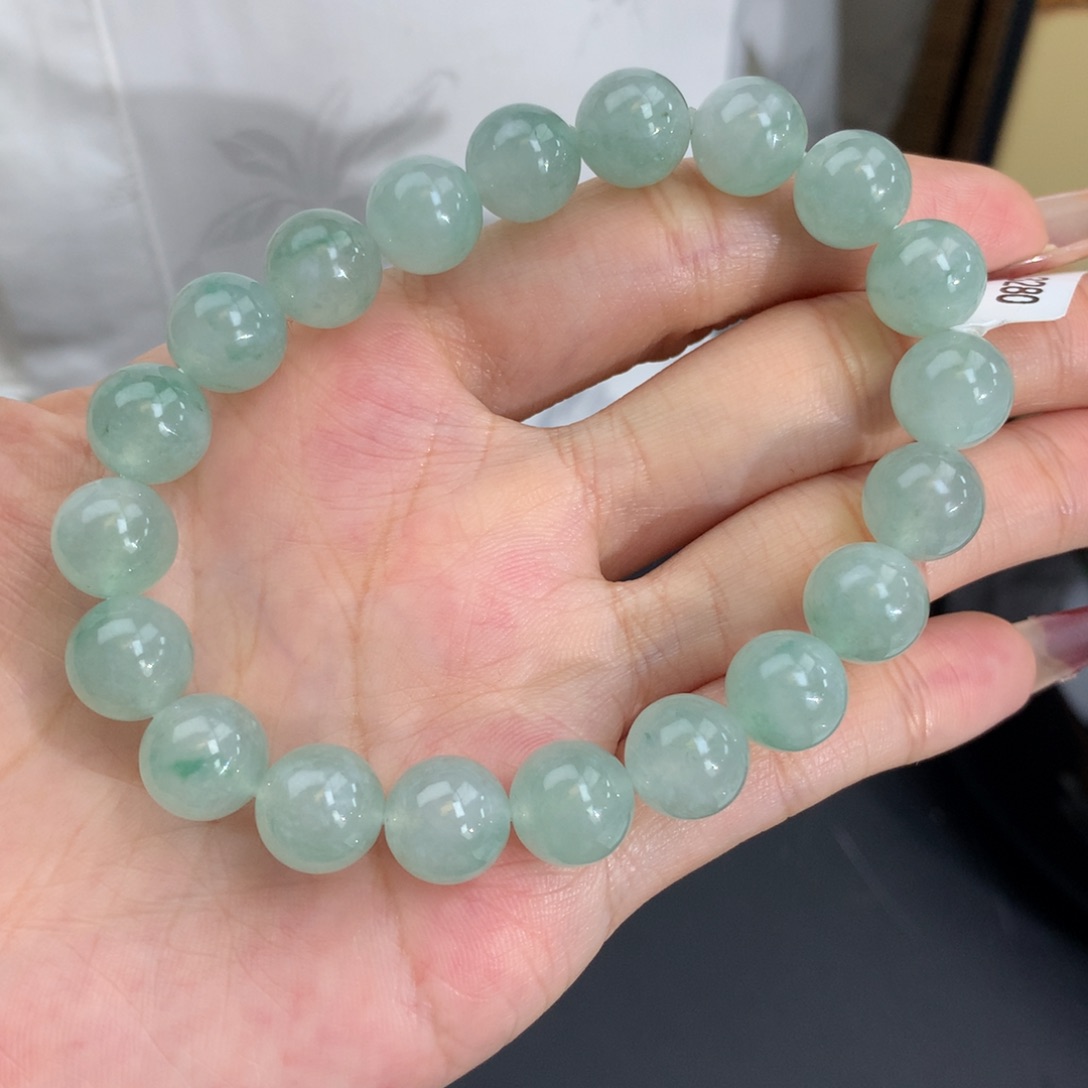 翡翠手链未镶嵌卡10冰胶晴手串