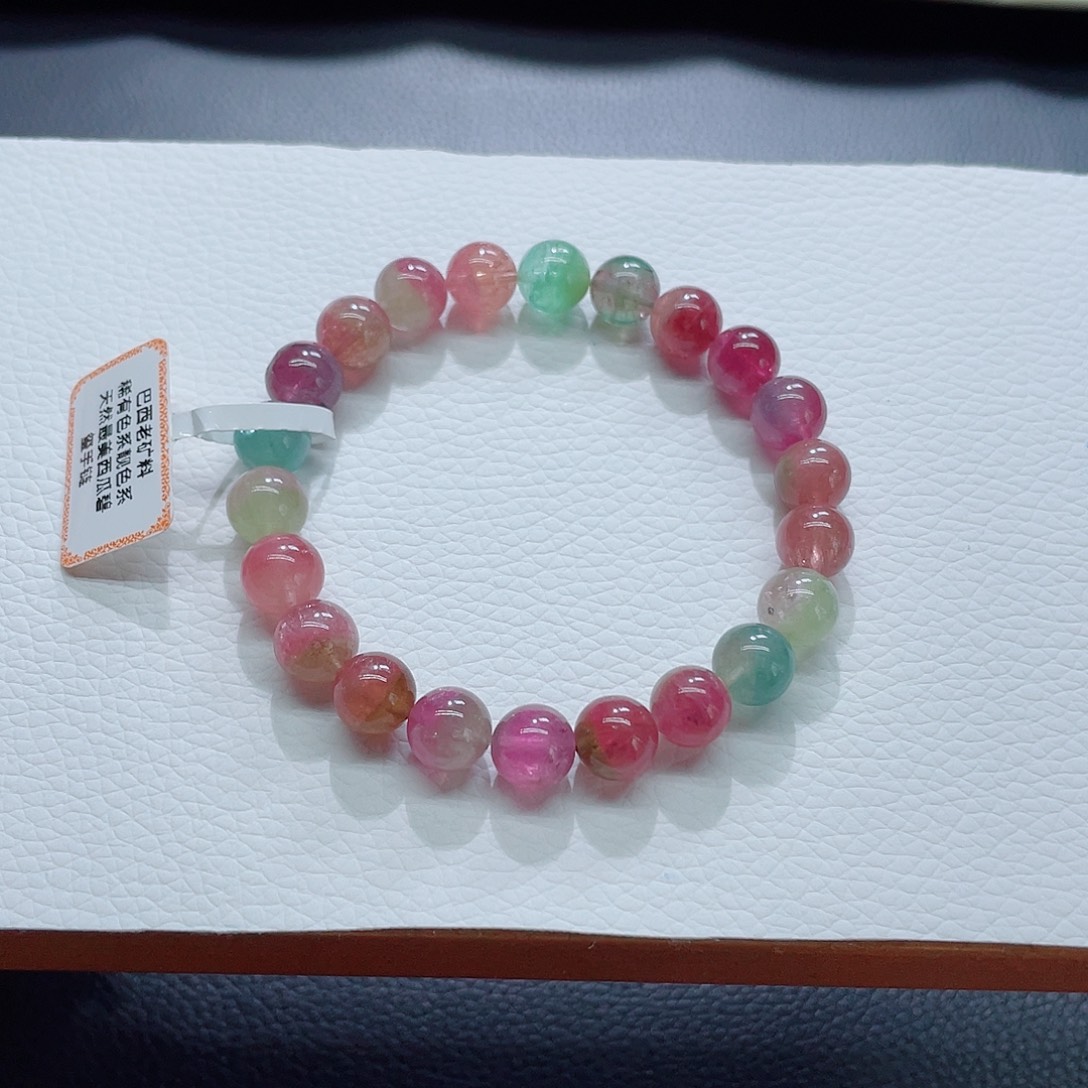 碧玺未镶嵌手链8.8mm左右