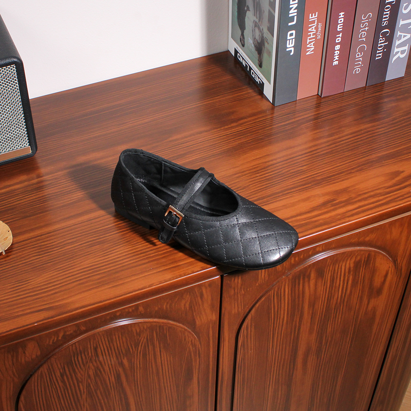 春夏季新款复古一字带玛丽珍鞋真皮芒果头超软平底6088