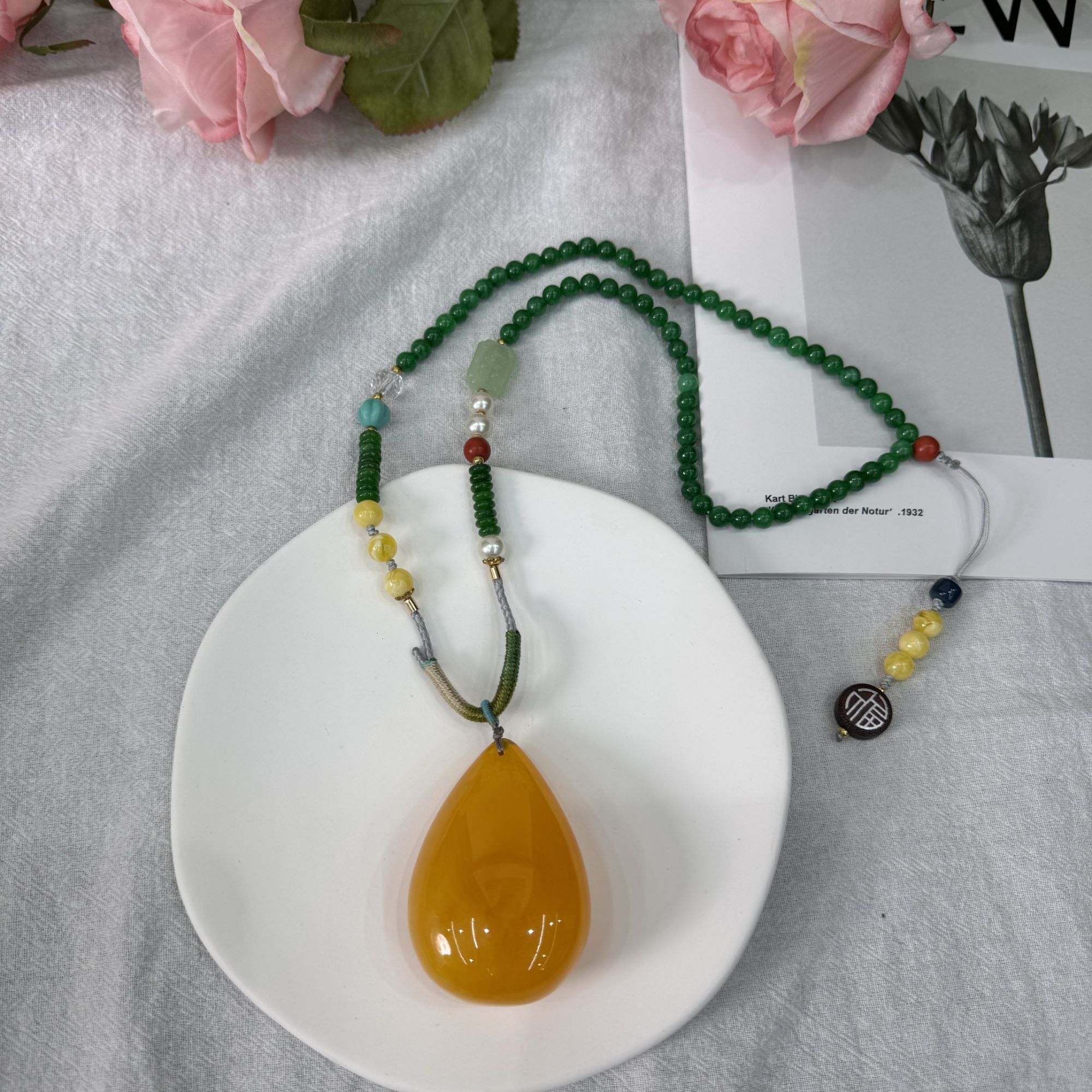 高定珠宝蜜蜡水滴多宝项链ZX1047S098